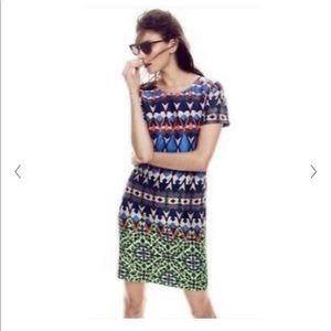 J. Crew Women's Silk Geometric Short Sleeve Dress Size 6